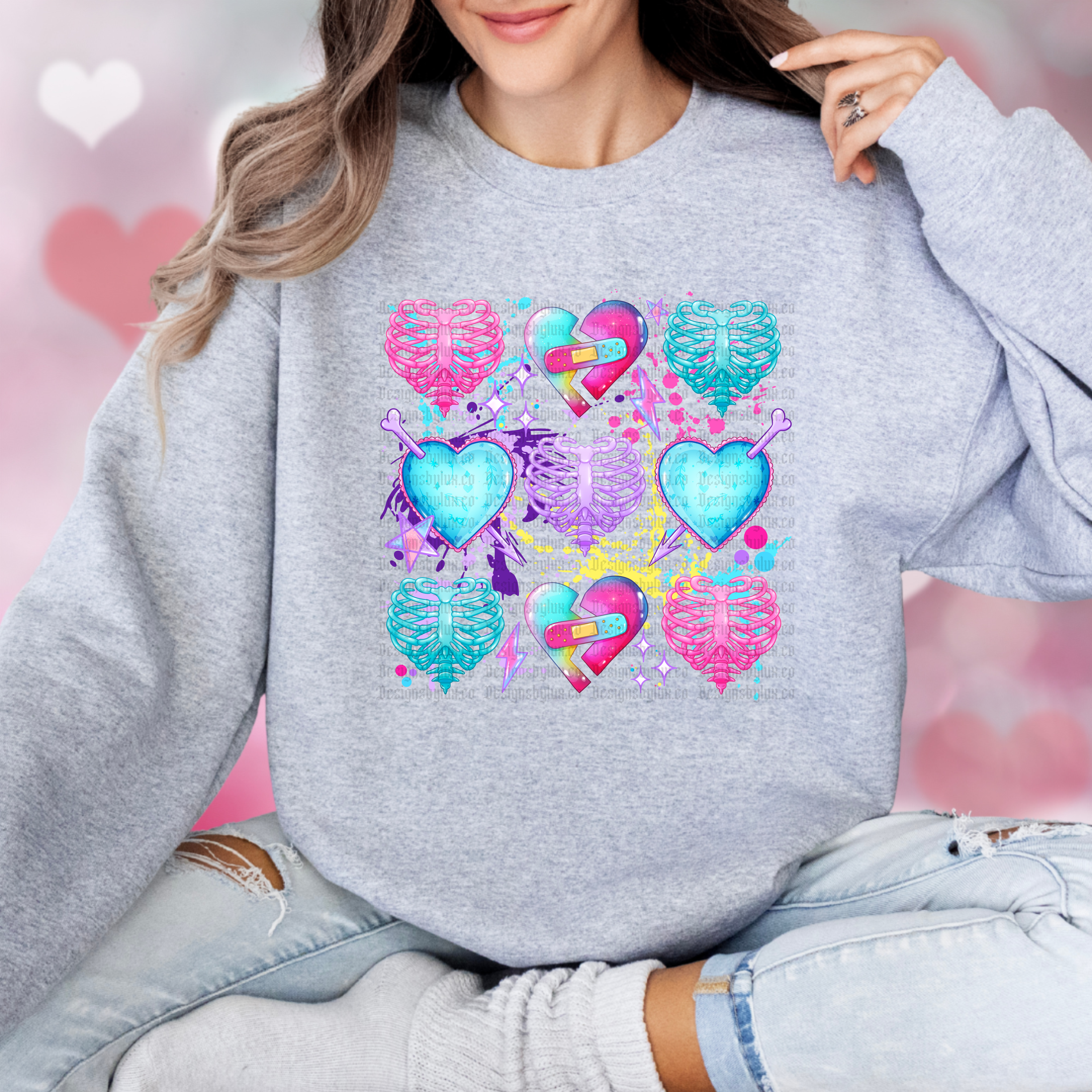 Skelly Hearts DTF