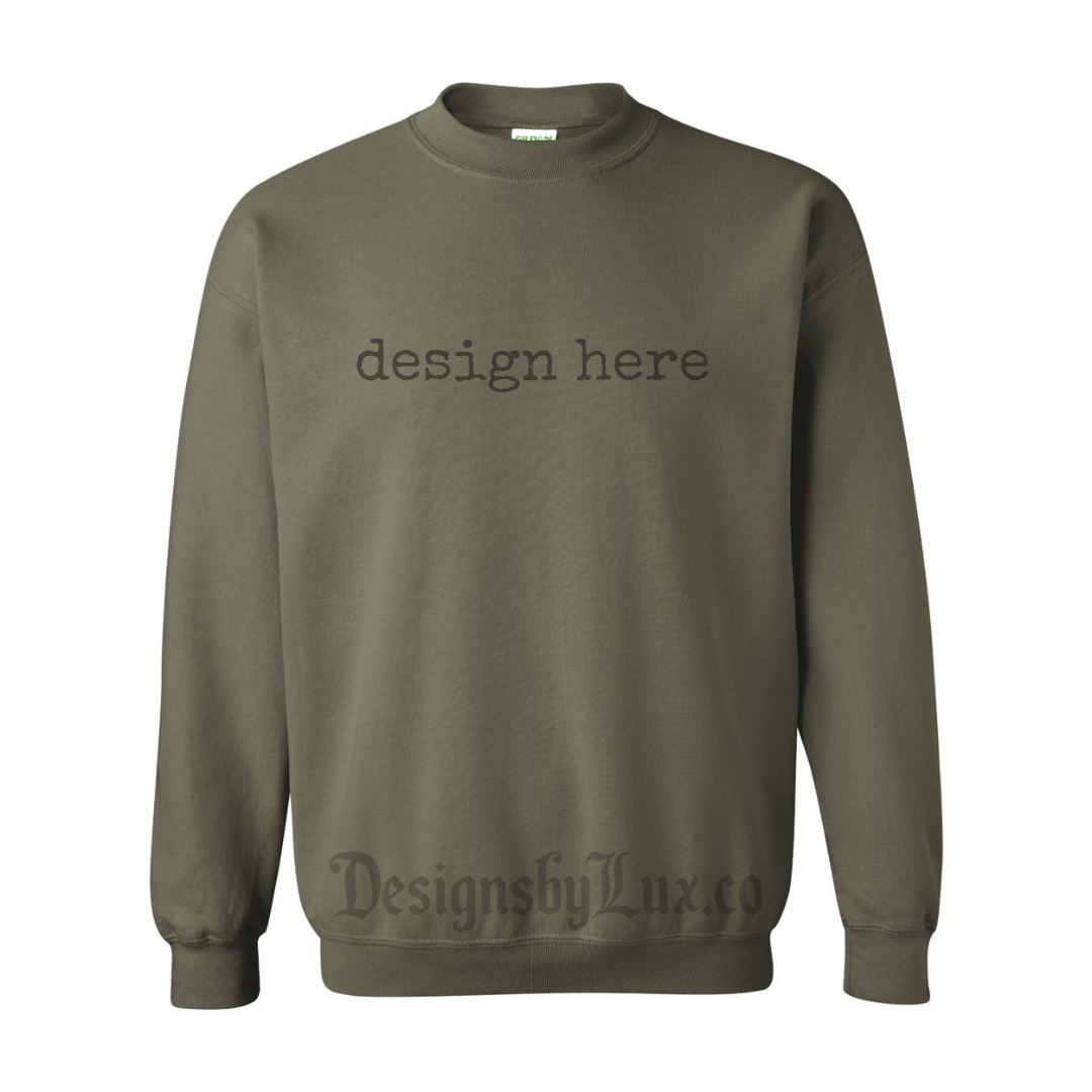 Custom Adult Crewneck Sweatshirt - MILITARY GREEN