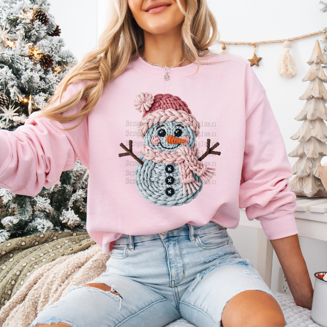 Faux Crochet Snowman DTF