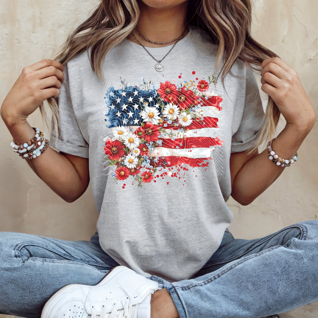 US Floral Flag DTF