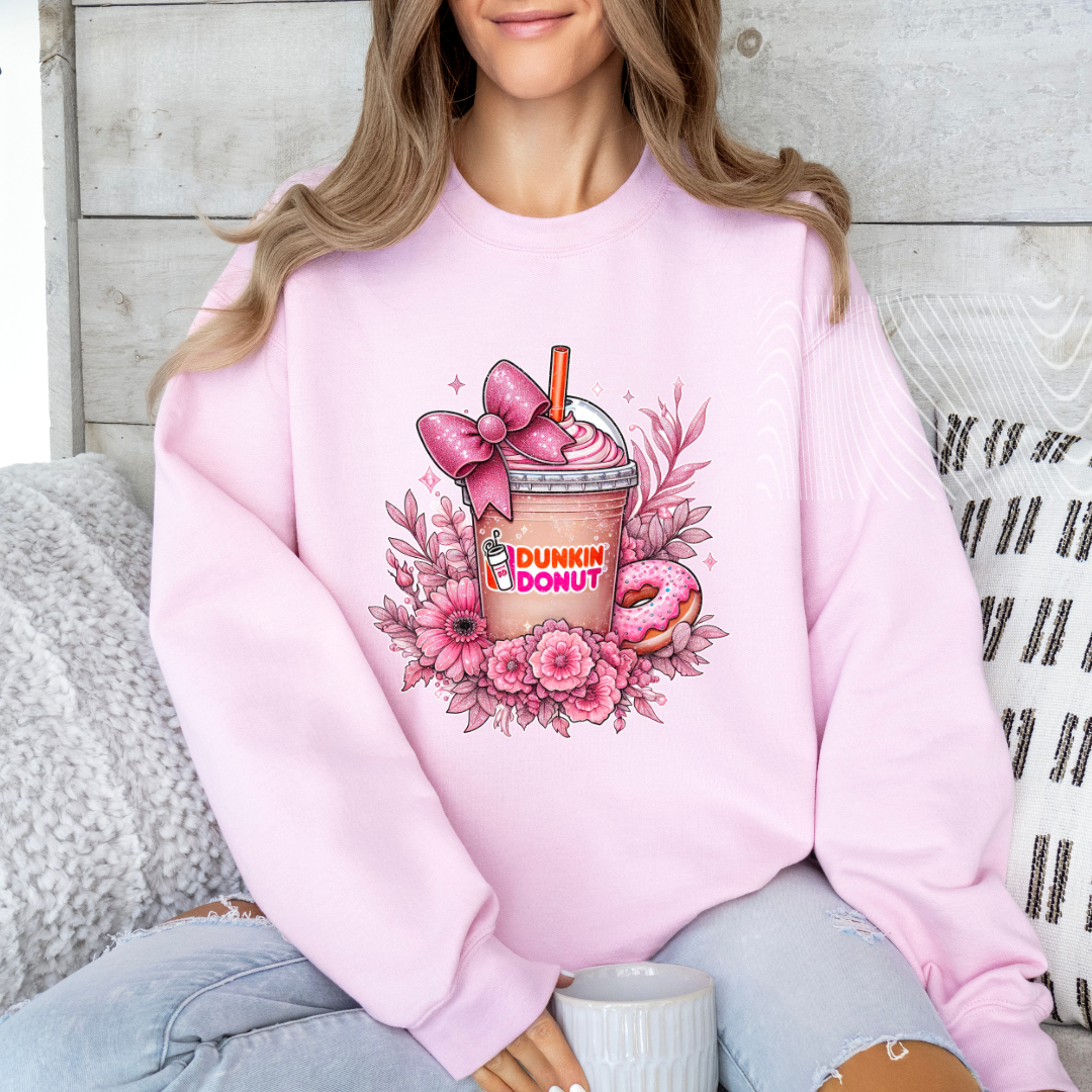 Pink Floral Coffee Dunks DTF