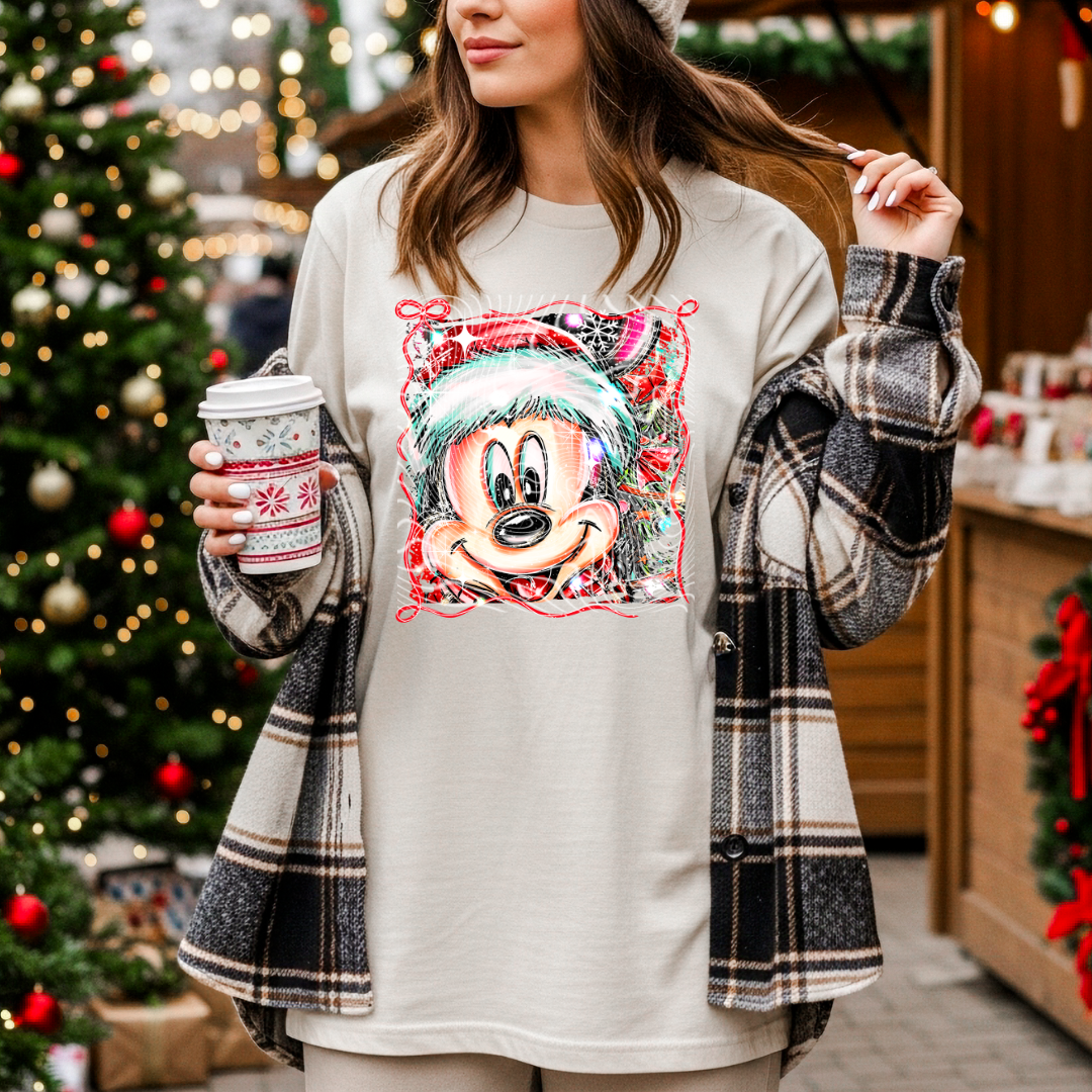 Doodle Mouse Christmas DTF