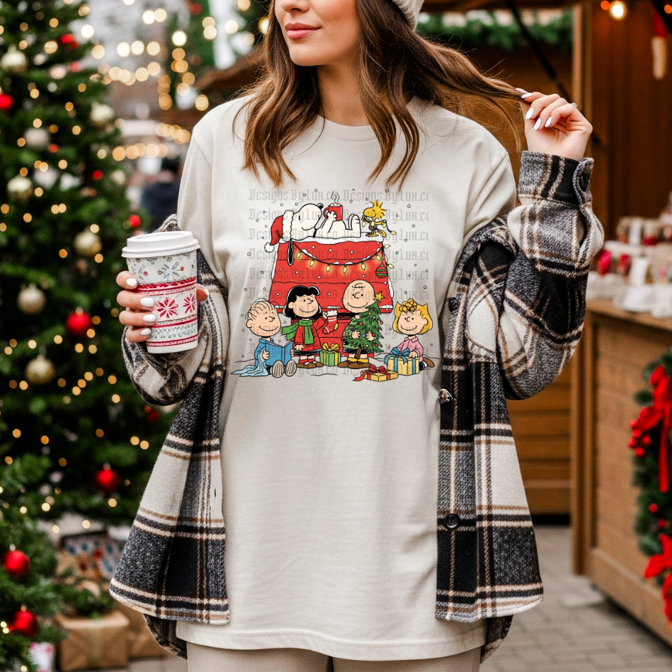 Peanuts Christmas House DTF