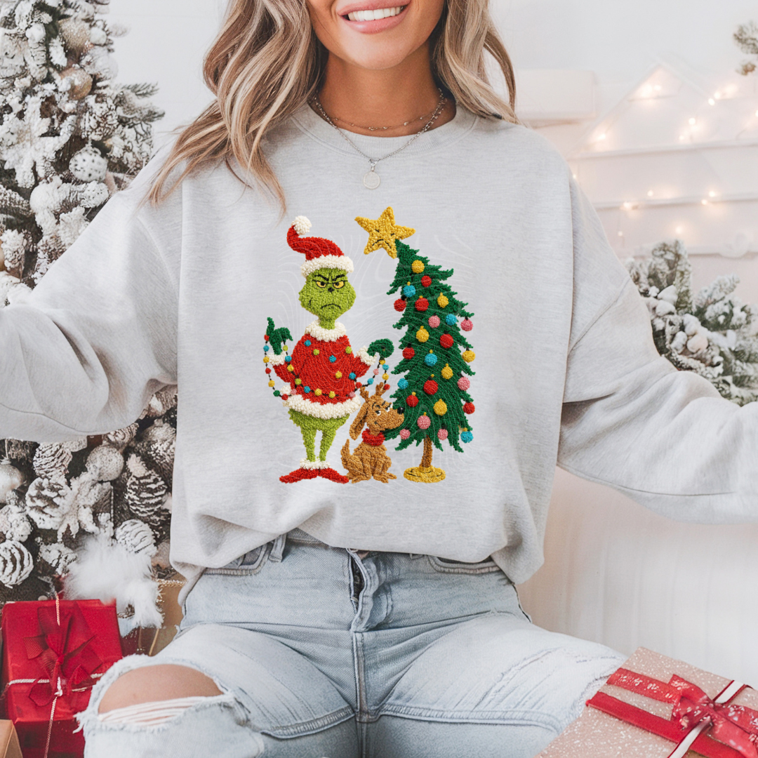 Faux Crochet Grnch Tree DTF