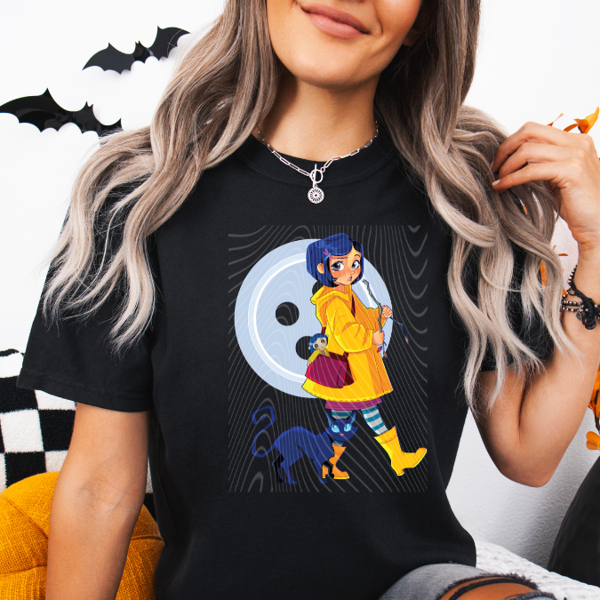 Button Girl w/Cat DTF
