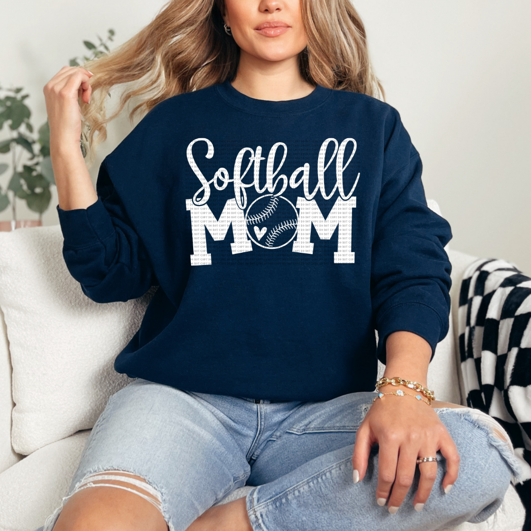 Softball Mom White DTF