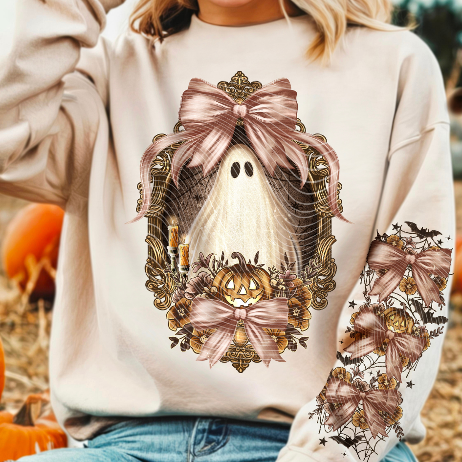 Vintage Ghost Pink Bow DTF