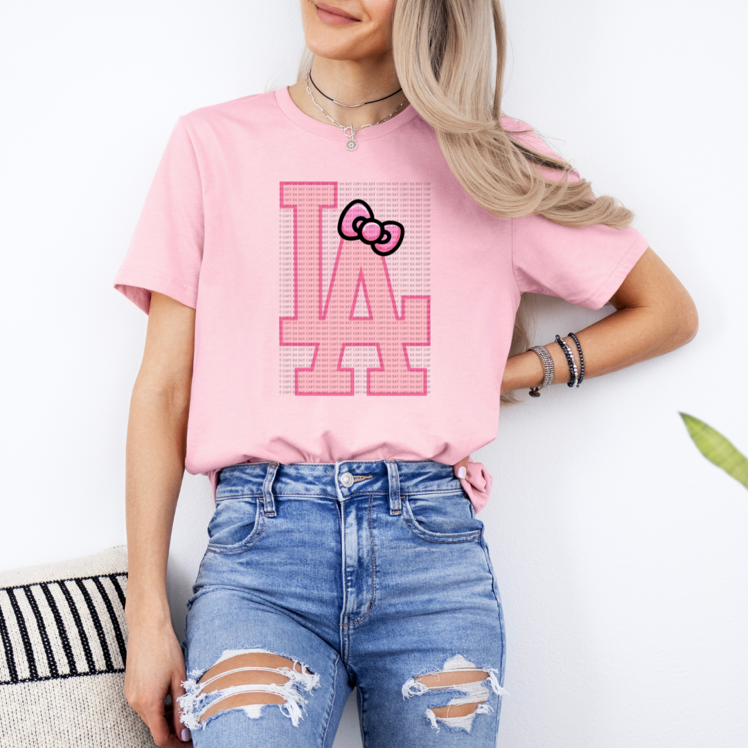 L.A. Kitty Bow Pink Full Size DTF
