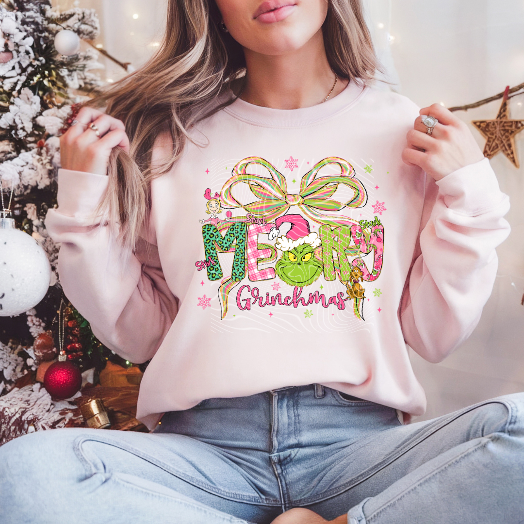 Merry Grnchmas Bow DTF