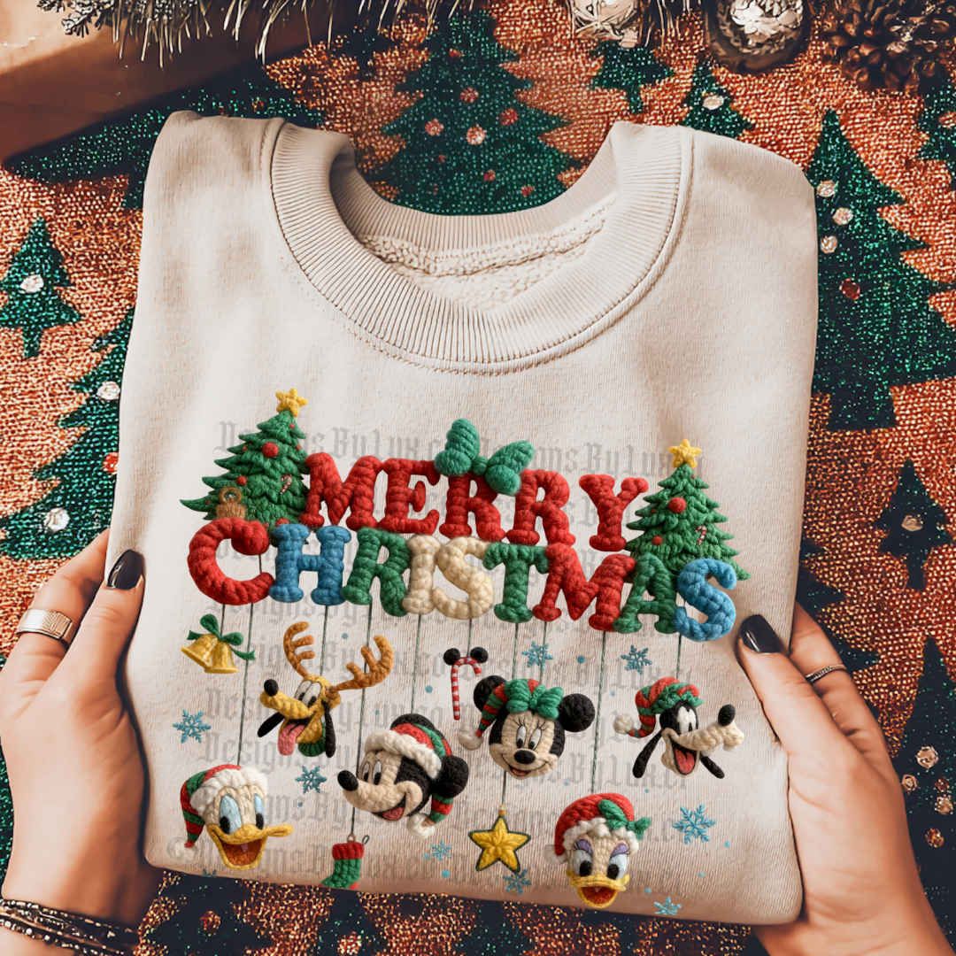 Faux Crochet Merry Mouse Friends DTF