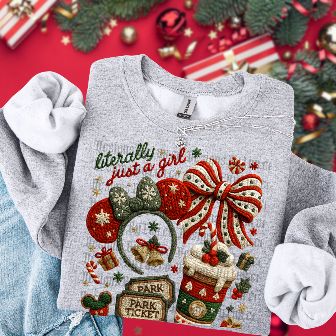 Faux Crochet Just A Girl Ears DTF