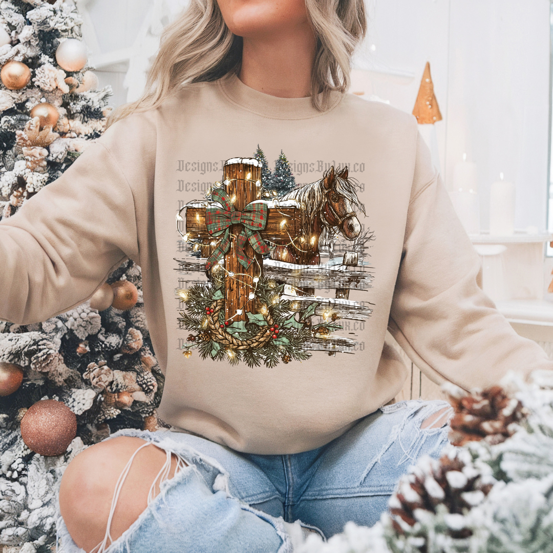 Faith Cross Horse DTF