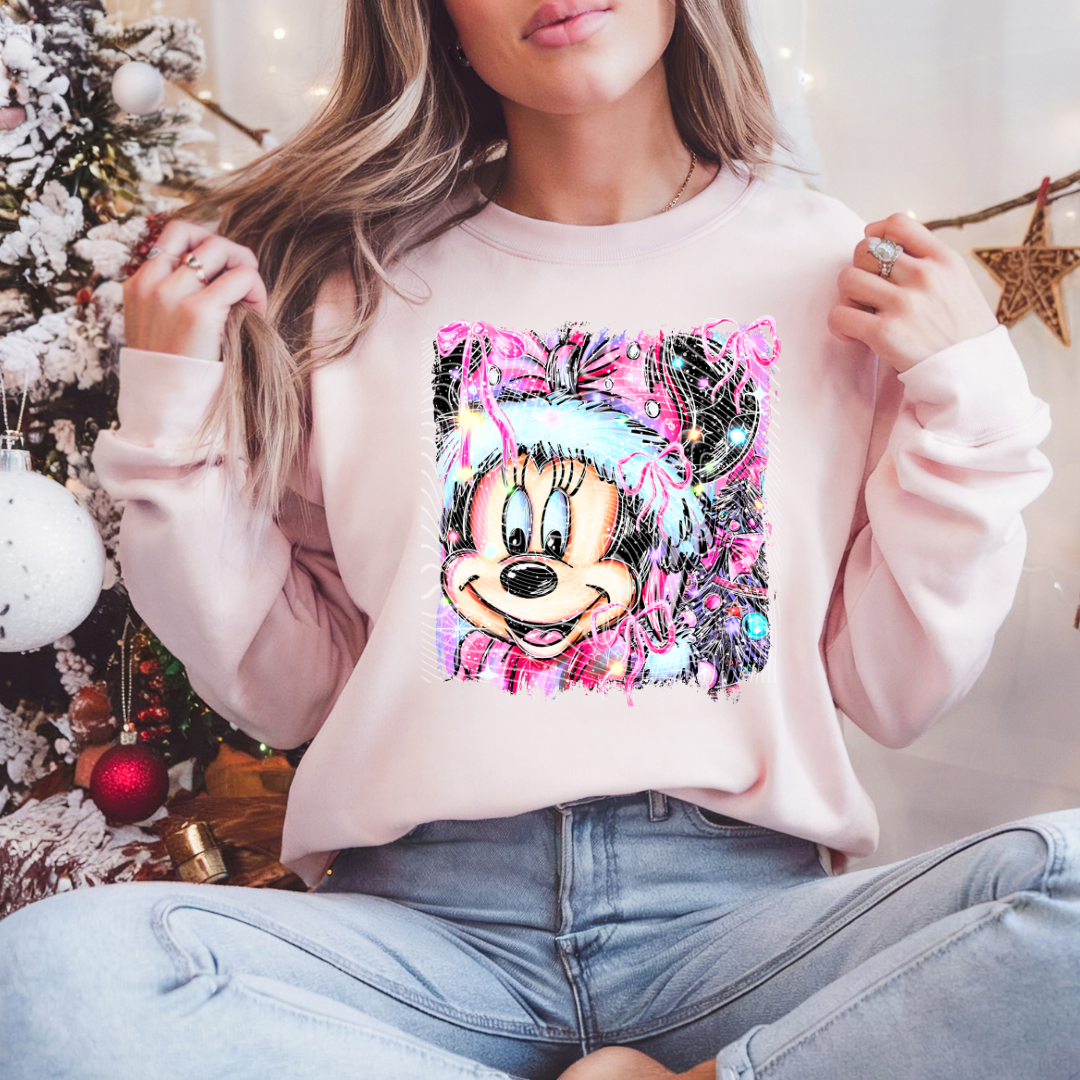 Doodle Mouse Girl Christmas DTF