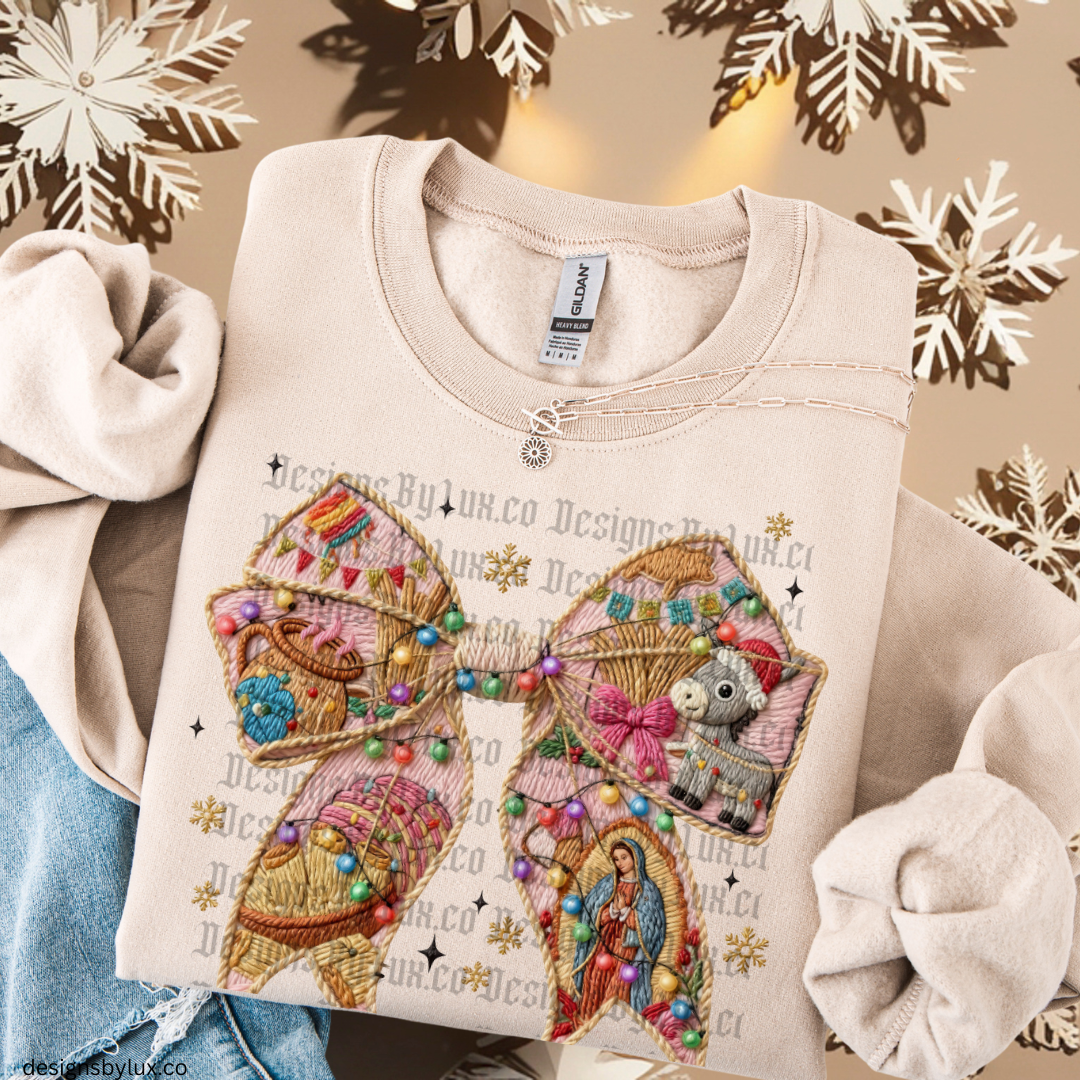 Faux Crochet Virgencita Bow DTF