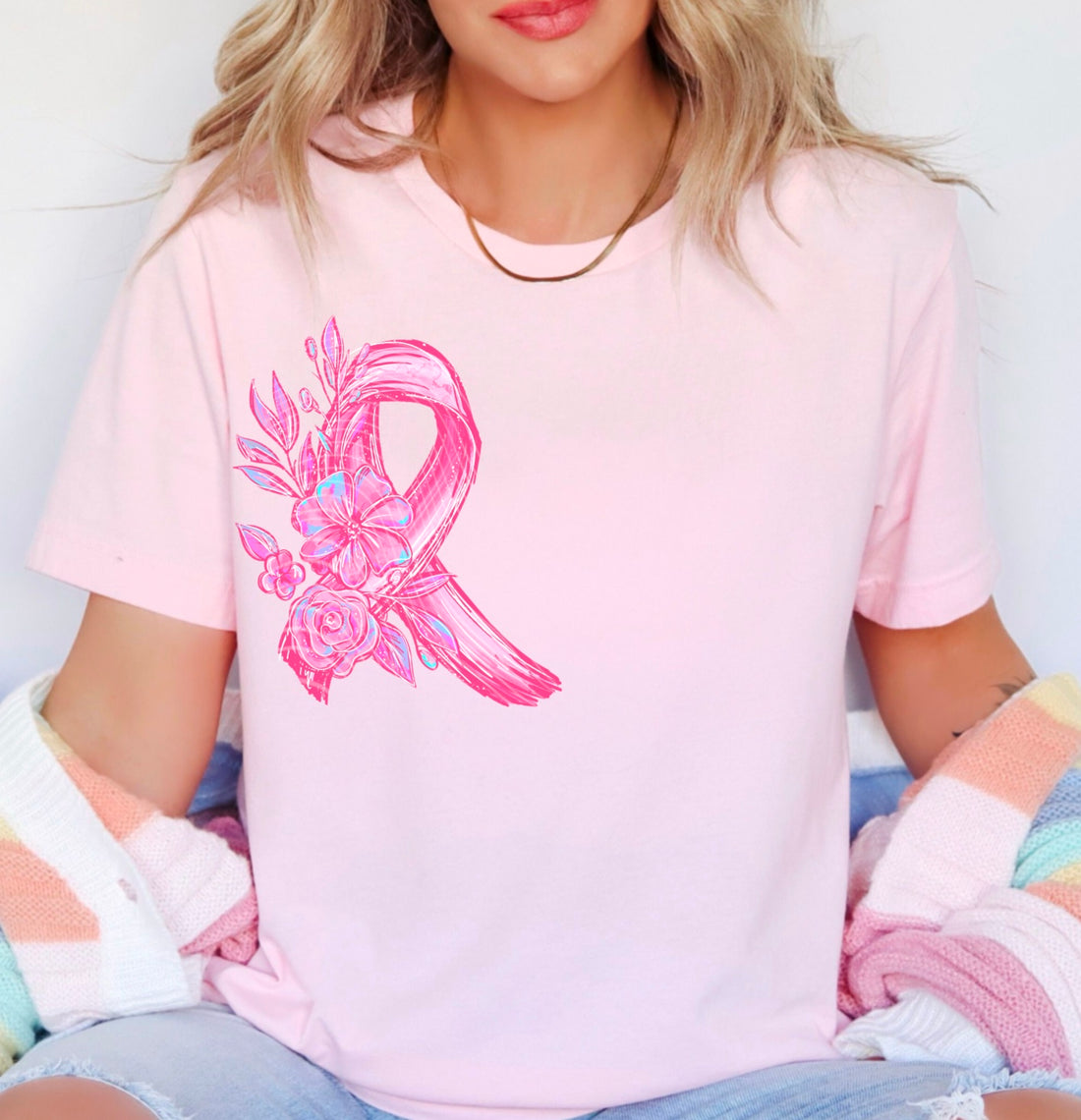 Doodle Pink Ribbon Pocket DTF