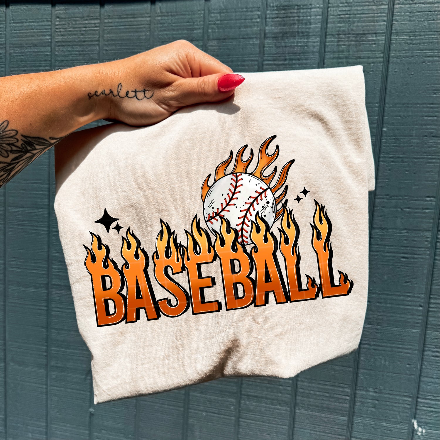 Baseball Flames DTF