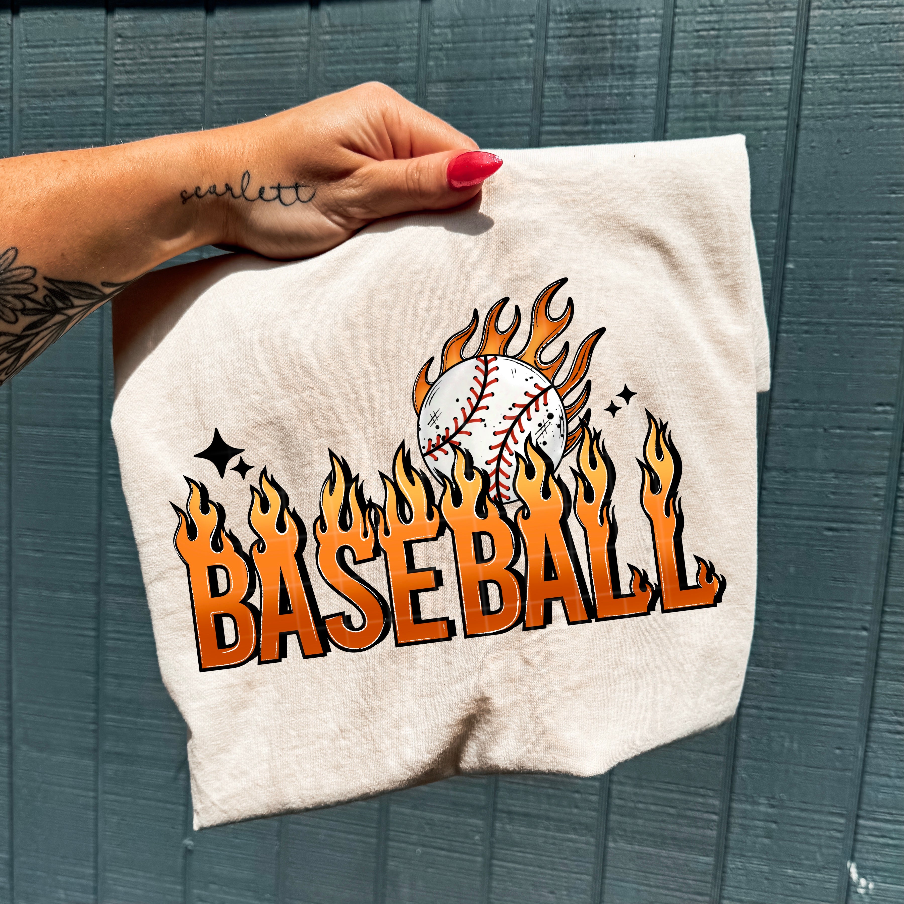 Baseball Flames DTF