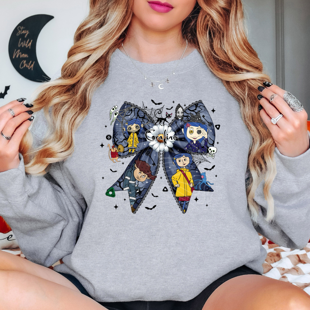 Button Girl Bow DTF